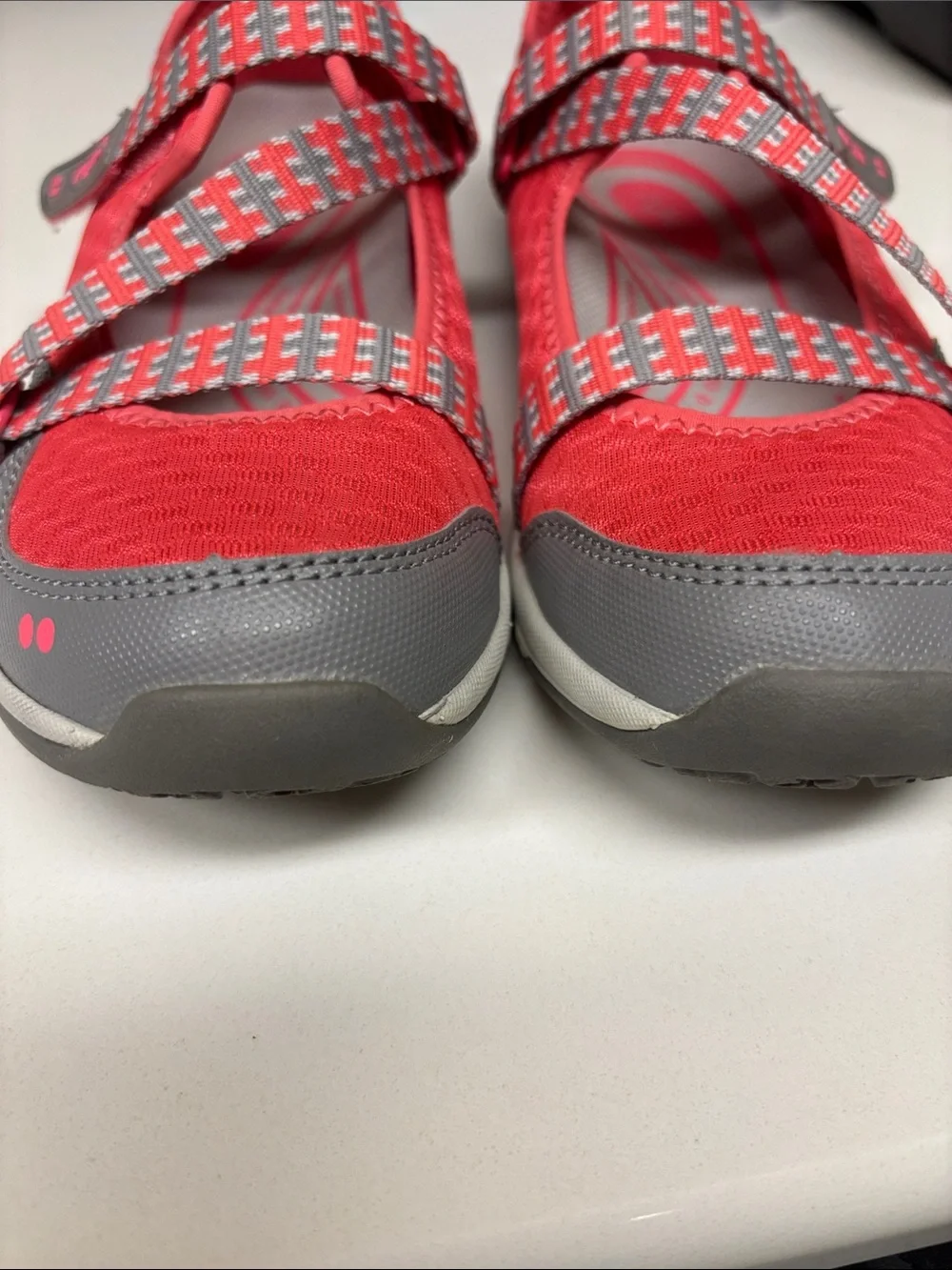Ryka Coral and Gray Athletic Mary Jane Sneakers